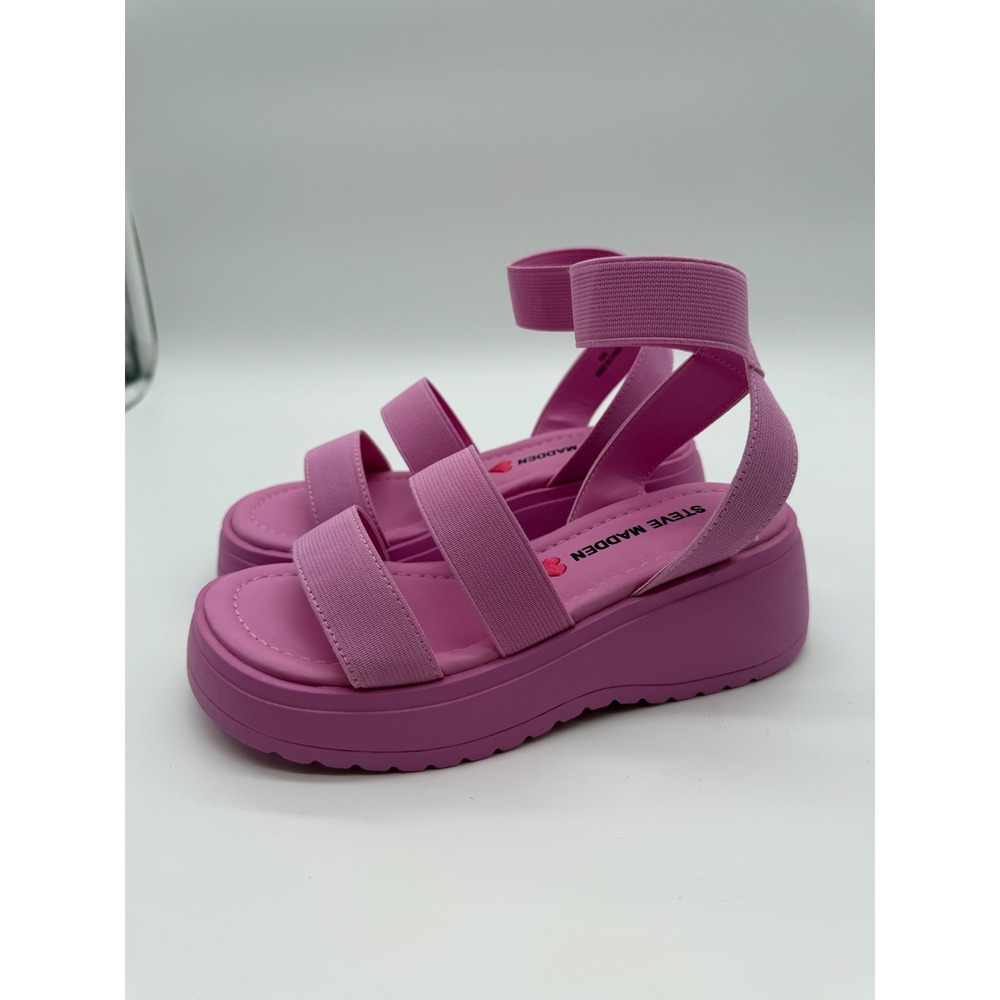 Steve Madden JSAMMIE Pink Platform Elastic Strap Sandals Kids Size‎ 13